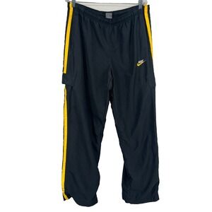 Nike Track Pants Men's Large Black Mesh Lined Mid-Rise Straight Leg Drawstring